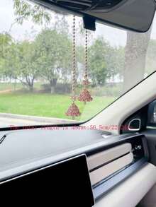 Creative Pink Christmas Tree Car Rearview Mirror Hanging Ornament Car Interior Decoration - A - View 3