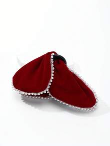 1pc Solid Color Velvet Pearl Bow Large Hair Claw, Versatile Hair Accessory For Daily/Date/Commute - Multicolor - View 7