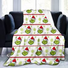 The Grinch 1件裝聖誕角色印花毯，柔軟法蘭絨沙發臥室節日裝飾披毯 - 多色 - 查看 5