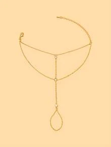 STONEFANS 1 buah Gelang Rantai Tangan Minimalis Emas Bertabur Berlian Imitasi untuk Wanita, Gelang Jari Perhiasan Tubuh untuk Pantai, Pesta, Kencan Malam & Pemakaian Sehari-hari - Emas - View 2