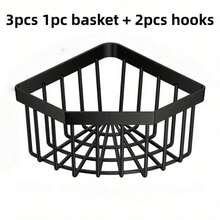 1pc Triangle Sink Drain Rack, Space-Saving Kitchen Sink Storage Rack, Includes 1 Drain Basket And 2 Hooks, No Drilling Required, Easy To Clean Countertop Corner Storage, Home Essential, Gift For Boyfriend, Christmas Gift - Multicolor - View 4