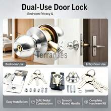 304 Stainless Steel Invisible Door Lock, Double-Sided Hidden Handle Lock With Round Handle, Embedded Invisible Door Hardware, Suitable For Interior Doors, Home And Office - Multicolor - View 2