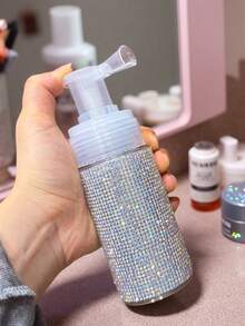 1pc Rhinestone Powder Spray Bottle, Refillable Transparent Pump Dispenser Bottle, Suitable For Body Powder, Talcum Powder, Volumizing Powder And Home Hair Salon Use. - Multicolor - View 13