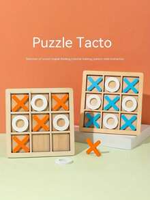 1 buah Mainan Catur Kayu Permainan Puzzle XO Interaksi Bermain Ganda Merekomendasikan Catur Meja Tradisional Hadiah Natal, Halloween, Thanksgiving - MultiWarna - View 1