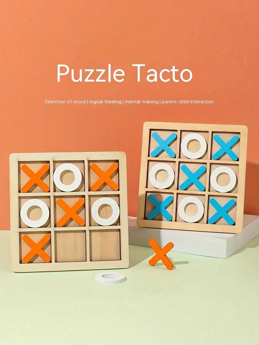 1 buah Mainan Catur Kayu Permainan Puzzle XO Interaksi Bermain Ganda Merekomendasikan Catur Meja Tradisional Hadiah Natal, Halloween, Thanksgiving - MultiWarna - View 1