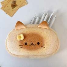 1pc Cute Siamese Cat Plush Pencil Case, Realistic Bread Shape With Healing Vibes, Exquisite Embroidery Outlining Lively Cute Expression, Decorated With 3D Small Flowers, Full Of Fun. Soft Skin-Friendly Fabric, Spacious Interior Storage For Various Pens And Stationery. Unique Eye-Catching Design, Suitable For Students' Daily Learning, Enhances Desk Atmosphere, Also Great As A Creative Gift For Friends, Combines Aesthetics And Practicality, Creates A Playful Desk Accessory - Multicolor - View 7