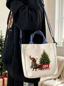 Women's Cute Dachshund Pattern Tote Bag, Large Capacity Multi-Functional Shoulder Bag, Pet Lover, Birthday, Souvenir, Christmas - Multicolor - View 6