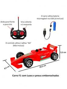 Carrinho De Controle Sem Fio Recarregável Vermelho - Vermelho - Visão 3