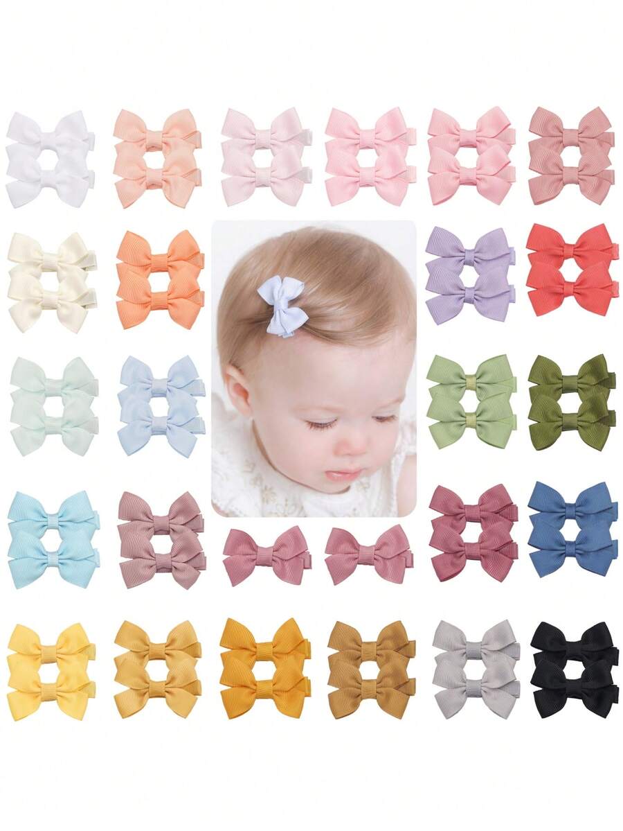 10/20/25pcs Baby Girls Hair Bows In Pairs 2'' Ribbon Bows Alligator Hair Clips Barrettes For Infants Toddlers Girls Kids - Multicolor - View 1