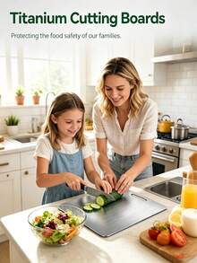 2PCS/1pc Titanium Cutting Boards For Kitchen, Stainless Steel Cutting Board Set For Meat Fruit And Vegetable - Silver - View 5