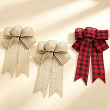 (2pcs/Pack) Christmas Tree Wreath Decoration Bows, Linen Bows Christmas Tree Decoration DIY Handmade Materials - Mixed Colors - View 9