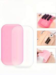 1 Set Reusable Silicone False Eyelash Extension Kit - Pink, Includes Lash Pad & Glue Applicator, Hypoallergenic Alcohol-Free - Multicolor - View 3