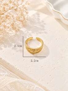 1pc Stainless Steel 18K Gold Plated Multi-Element Fruit Heart Pendant DIY Detachable Open Ring, Personalized Hollow Fashion Finger Ring - Yellow Gold - View 9