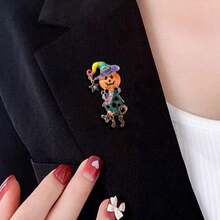 1pc Halloween Witch Pumpkin Clown Brooch Pin, Unique Versatile Niche Design For Holiday Party - Multicolor - View 4