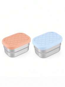 2/4pcs Stackable Stainless Steel Snack Containers, Small Snack Boxes With Lids, Food Storage Containers, Lunch Boxes, Easy-Open Silicone Lids, Leak-Proof Design - Multicolor - View 8