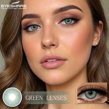 Eyeshare زوج واحد من عدسات لاصقة ملونة، مناسبة للمكياج، عدسات لاصقة خضراء، قابلة للتخلص السنوي - أخضر - مشاهدة 3