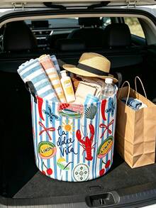 Multifunctional, Large-Capacity Car Trunk Organizer; Retro Striped 