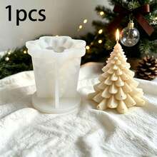1pc Christmas Tree Candle Decoration Mold, DIY Clay Mold, Christmas Gifts, Suitable For Making Drip-Style Plaster Candles, Aromatherapy Products, Christmas Decor, Silicone Mold - Multicolor - View 1
