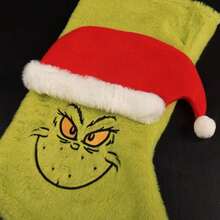 The Grinch 1 buah Boneka Kelinci Bordir 3D untuk Hiasan Gantung Perapian Natal - A - View 5