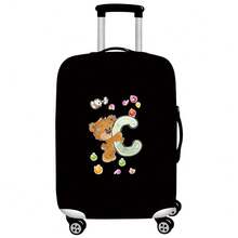 Black Elastic Luggage Cover, Cartoon Teddy Bear Candy Letter Initial Print, Dustproof Luggage Sleeve, Travel Accessory, Luggage Not Included - Black - View 60