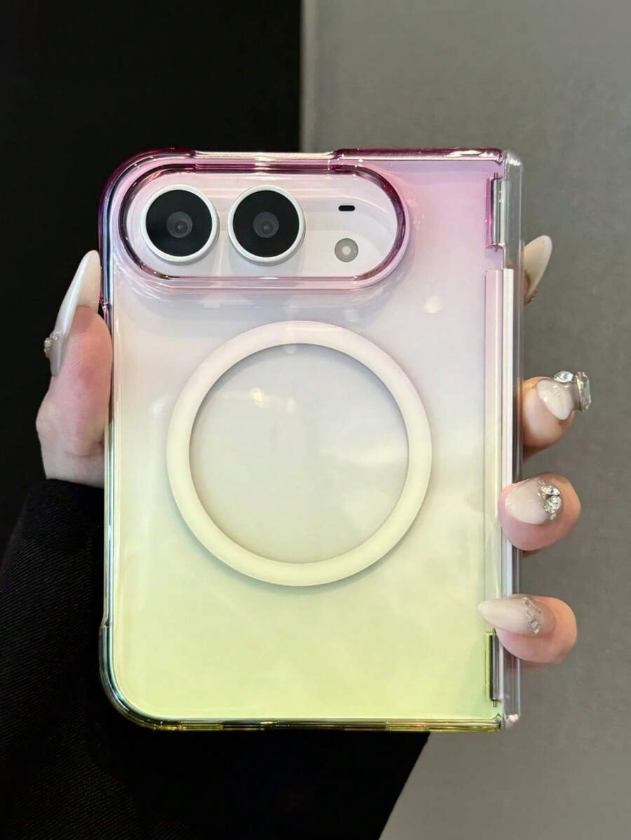 透明漸層磁吸手機殼,相容 iPhone Duo Fold,超輕量防刮耐磨,附轉軸保護蓋 - 紫黃 - 查看 1