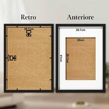 wyewye Confezione da 3 cornici in legno A4 con supporto, da tavolo o da appendere alla parete, cornice A4 nera con supporto A5, cornice per documenti con finestra in plexiglass, colore nero - Nero - Visualizzare 2