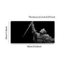 Black And White Style Sword-Wielding Knight Dynamic Pose Detailed Pattern, Non-Slip, Washable Bottom Large Size Desk Mat Office Desk Accessory, Computer Decoration Accessory Desktop Decor Stain-Resistant Gaming Mouse Pad, Ideal Gift For Gamers Extra Long Desk Mat, Fashionable Office Desktop Decoration And Study Accessory - Sword Knight - View 5