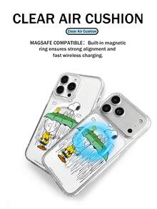 Miniso 1pc New Cute Peanuts Cartoon Astronaut Snoopy Transparent Acrylic 2-In-1 Magnetic Wireless Charging Creative Thickened Anti-Fall Protective Case Compatible With Apple Series IPhone 17 ProMax/Air, 16, 11/12/13/14 Plus, XR, 7/8 Plus, 15 ProMax - Clear - View 4