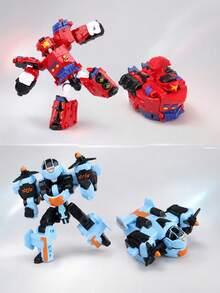1 pieza Juguete de carro transformable en robot para niños, juguete educativo de avión transformable manualmente en tanque con forma de robot de dibujos animados, regalo de Navidad - robot transformador - Ver 6