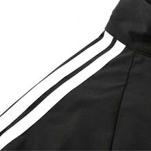 Adidas Women's Casual Windbreaker Jacket With Stand Collar And Three Stripes - Black - View 6