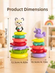 Baby Stacking Rings Toy Set, Rotating Stacking Rings Toy, Suitable For 18 Months Toddlers, Early Education Hand-Eye Coordination Training Game Toy, Puzzle Preschool Learning Toy, Sensory Rotating Toy - Multicolor - View 7