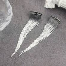 Fashionable Elegant Long Tassel Earrings, Luxurious Jewelry Accessory - Black - View 2