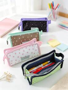 Cute Strawberry Star Transparent Window Stationery Bag, Aesthetic Multi-Layer Pencil Case, Large Capacity Zipper Stationery Storage Pouch, Back To School Supplies - Multicolor - View 4