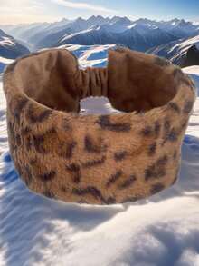 1PC Vintage Leopard Print Plush Headband For Women, High Crown, Wide Band, High Elasticity, Forehead Warmth And Cold Protection - As Shown In the Figure - View 10