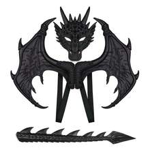 Red Dragon Costume Accessory Set, Realistic 3D Dragon Mask, Wing & Tail Cosplay Props, Adjustable Strap Design, Scaled Textured Dress‑Up Kit, For Halloween Carnival, Theme Party, Stage Performance, Role‑Play Gathering, Festival - Multicolor - View 11