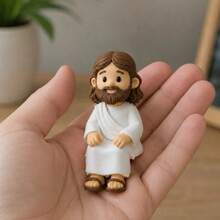 Mini Jesus Sentado Decorativo Para Mesa Escritório Prateleira Quarto Sala Adorável Fé Espiritual - Tamanho Único - Visão 5