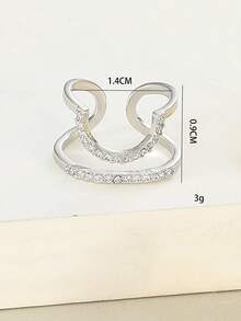 1pc Rhinestone Nail Armor Ring For Women, Niche Creative Micro-Inlaid Oval Alloy Exquisite Personalized Nail Ring - Ring - View 5