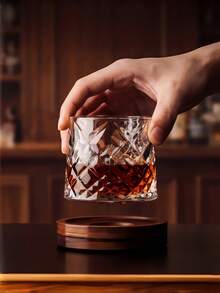 1pc 2026 New Rotating Glass Cup, Rotating Whiskey Cup, Drinking Cup, Suitable For Coffee, Beer, Iced Tea, Wine, Whiskey - Multicolor - View 2