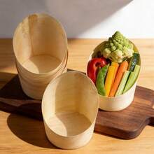 25/50pcs Disposable Mini Wooden Appetizer Plates, Mini Wooden Slanted Food Cups, Perfect For Appetizers, Platters, Vegetable Salads, Snacks, Fries, Desserts, Nuts, Suitable For Parties, Weddings, Catering Events And Various Occasions - View 7
