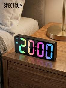 Digital Alarm Clock, Luminous Large Display Mirrored Desk Alarm Clocks, Modern Home Decor, With Date And Temperature, Table Ornaments For Bedroom, Living Room - one-size - View 1
