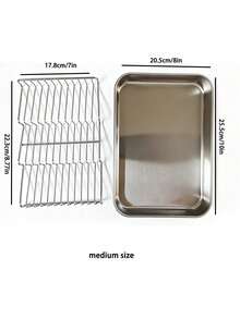 1pc/2pcs Stainless Steel Baking Pan With Rack, Oven Set, Suitable For Roasting Meat, Baking Vegetables, Cooling Pastries, Baking, Catering Baking Pan, Stainless Steel Baking Pan With Rack, Suitable For Home Use - View 9