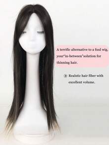 Women's U-Shaped Clip-In Hair Topper, Long Straight Gradient Color Synthetic Hair Piece, Breathable Mesh Base, Invisible Hair Extensions, Cover Thinning Hair, Natural Daily Hairstyle Wig - Multicolor - View 6
