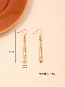 1 Pair Fashionable Versatile Exquisite Minimalist High-End Geometric Style Long Water Drop Earrings Suitable For Women's Daily Wear - Yellow Gold - View 4