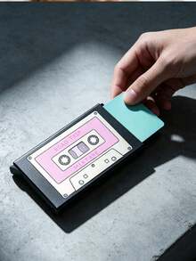Retro Cassette Tape Print Pop‑Up Card Holder, Card Wallet, Hidden Card Slots For Any Card,Music Lover Gift,Commute Travel Dorm Use, Holiday Gift - Multicolor - View 10