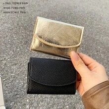 Y2K Metallic Shimmer Small Trifold PurseSnap Closure Multi-Card Slots Wallet - Multicolor - View 8