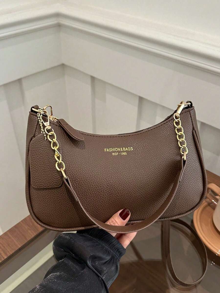 Solid Color PU Leather Fashion Underarm Bag, Minimalist Large Capacity ...