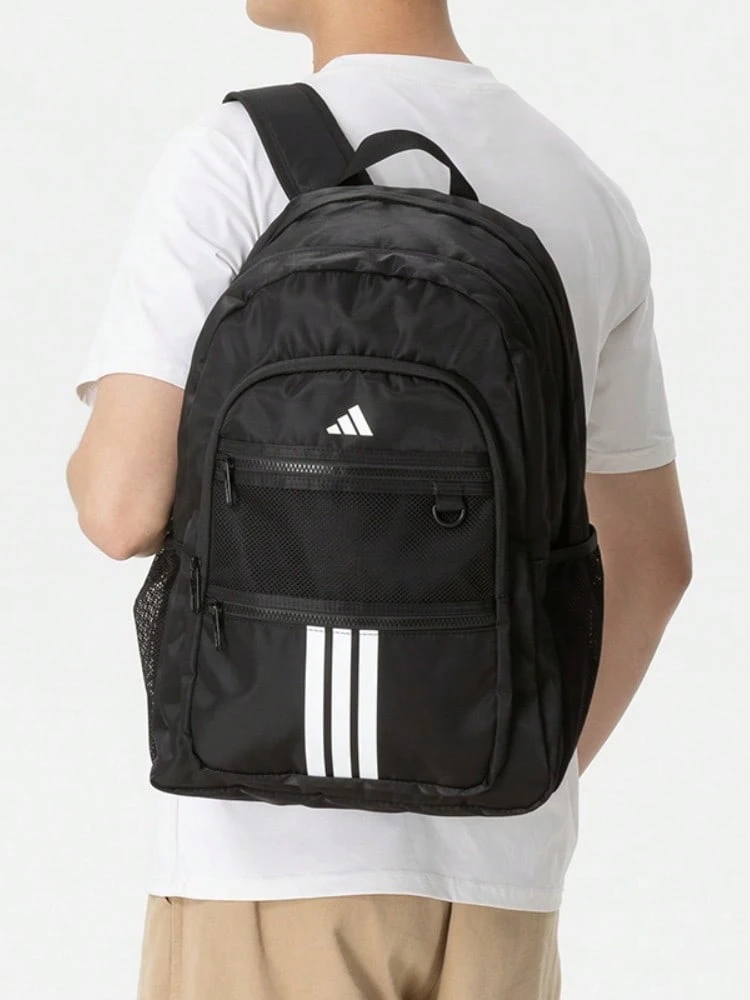 Tas Ransel adidas Student Pocket dengan Tali Bahu Empuk Berbentuk S yang Dapat Diatur, Bahan Twill, Sederhana, Portabel, Serbaguna, Unisex, dan Cocok untuk Pasangan. - Hitam - View 1