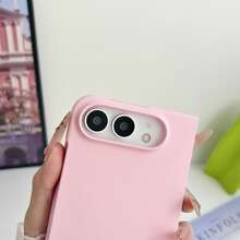 Compatible With Iphone 18 Duo Foldable Phone Case, Ins Macaron Solid Color Skin-Feel Case, Split Dual-Piece Design, Delicate Silicone Touch, Full Coverage Anti-Drop & Dirt-Resistant, Minimalist Unisex Protective Shell - Pink - View 3