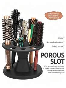 Hair Brush Storage Rack, Round Hairbrush Organizer, Multi-Slot Scissors & Hair Clipper Holder, Desktop Bathroom Storage, For Beauty Salon, Barber Shop, Vanity - Multicolor - View 5