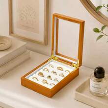 Oirlv Foldable Solid Wood Multi-Compartment Jewelry Box For Rings And Earrings Portable Travel Case Transparent Acrylic Display Case Mother's Day Gift - Ring Box - View 9